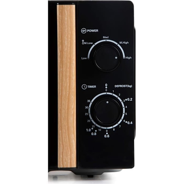 DOMO DO2820 mikrovågsugn - 20L - 700W - 35 min timer - Avfrostningsfunktion - L44 x D35,8 x H 25,8 cm - Svart träfinish Svart