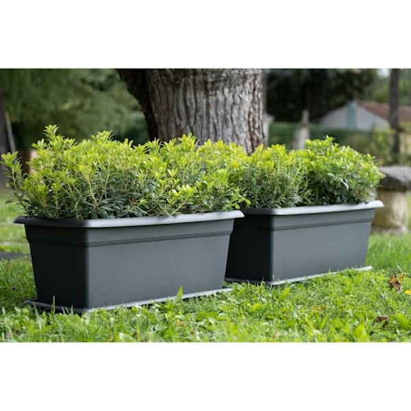 MEDITERRANEO suorakaiteen muotoinen kukkalaatikko - 110L - 100 cm - Muovi - Antrasiitti 110L
