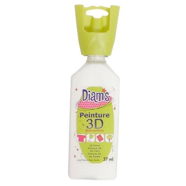 3D Maling - Diam's - Hvid - 37 ml - Blank - Slående relief effekt Vit