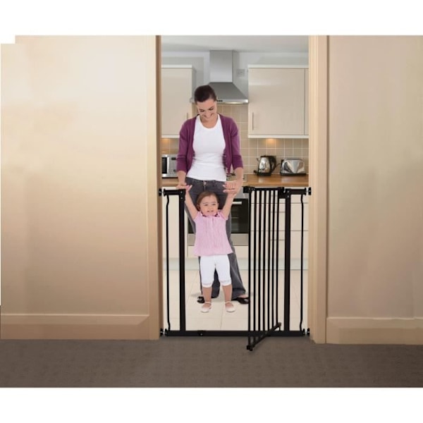 DREAMBABY Extra High LIBERTY Sikkerhedslåge - Ved tryk - L 75/81 x H 93 cm - Sort Svart