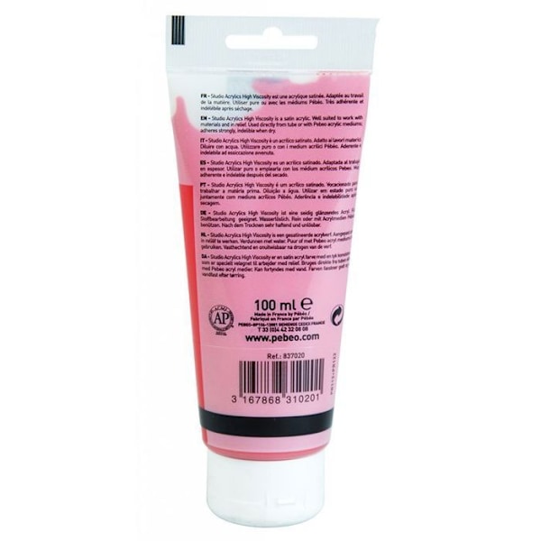 Akrylfärg - Pébéo - Studio - Kvikvätekarmin - 100 ml - Satinerad - Blandat Röd