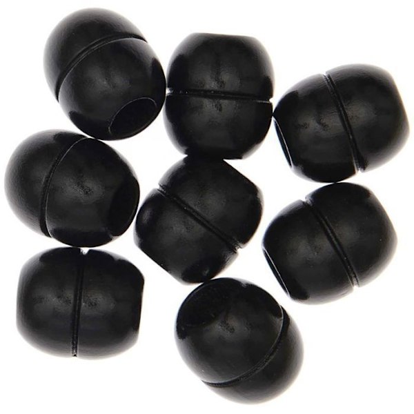8 hienoa pyöreää helmeä - musta puu - 22 mm Svart