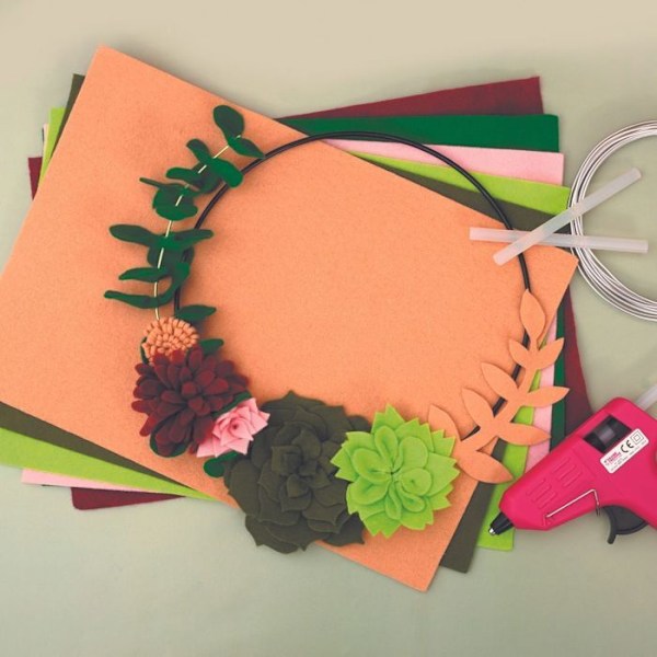 Graine Creative - DIY filtsæt - Min sukkulente krone - 20 cm Flerfärgad