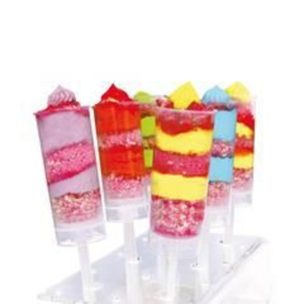 Sæt med 8 Mini Push Cakes - Ikke specificeret - Plexiglas display - Genanvendelig - 50 ml - 18 cm høj