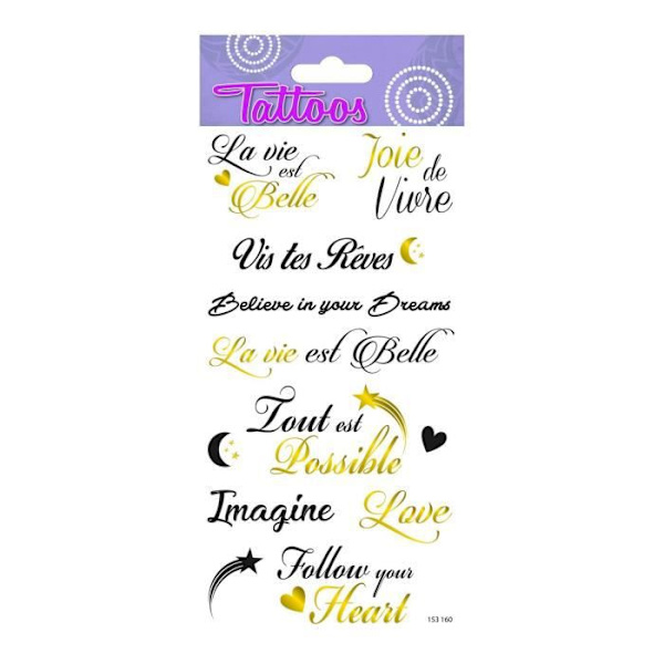 Midlertidige tatoveringer - Inspirerende citater - Forgyldning