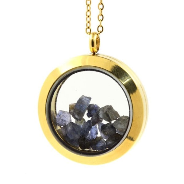 Halsband - ABIJOUX - Rohsafirmedaljong - Rostfritt stål - Unisex - 20 mm Guld
