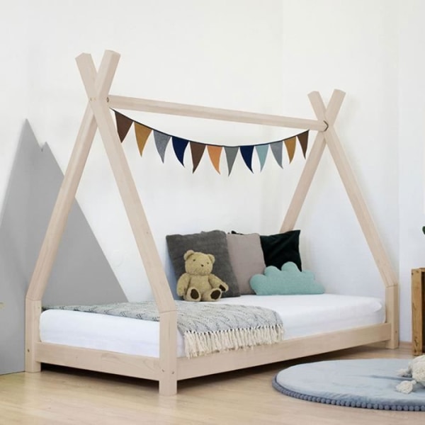 NAKANA lasten teepee-sänky 90 x 190 beige - GENERIC - Massiivipuu - Säle Beige