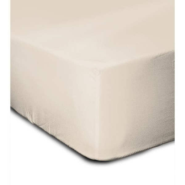 Tilpasningslagner - 100% bomuld - 140 x 190 + Hat 35 cm - DEJLIGT HJEM Ljusbeige
