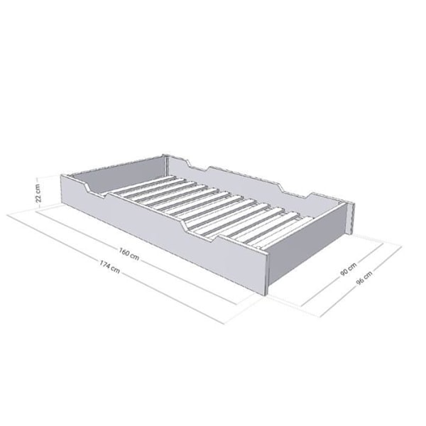 Sänglåda - BENLEMI - 90 x 180 cm - Petrolgrön - Massivt trä - Ekologisk Grön