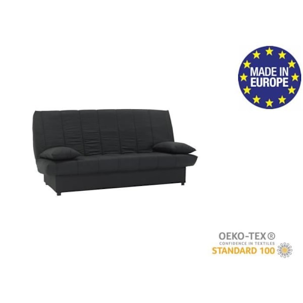 3-personers sovesofa - Sort stof - Moderne stil - L 190 x D92 cm - MILA SVART