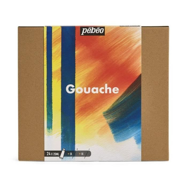 Pebeo - Kunstgrafik - Studio xl gouache - sæt med 24 rør 20 ml assorterede farver + tilbehør