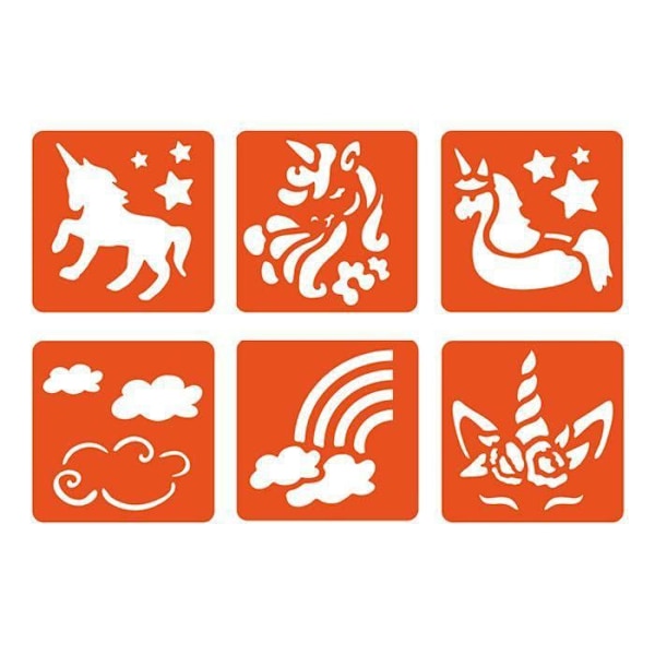 6 unicorn stencils Orange