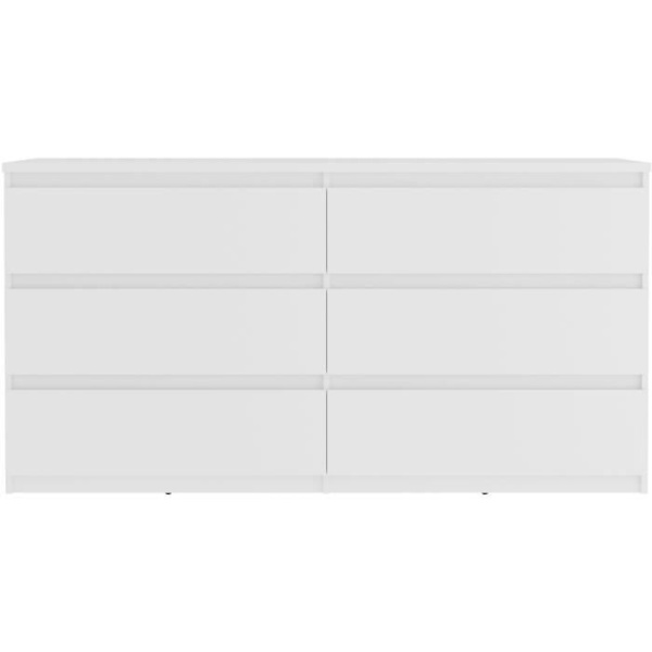 CHELSEA 6 Skuffe Kommode - Mat hvid farve - L 154 x D 42,2 x H 79,9 cm Matt vit