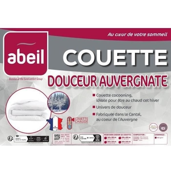 Lämmin peitto 400gr/m² Douceur Auvergnate - 200 x 200 cm - 2 henkilöä - ABEIL