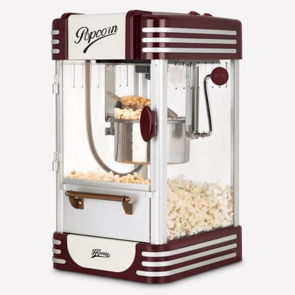 Popcornmaskin HKOENIG - POP330 - Retro design - Kapacitet 50g - Inre värmeljus - 360W Röd