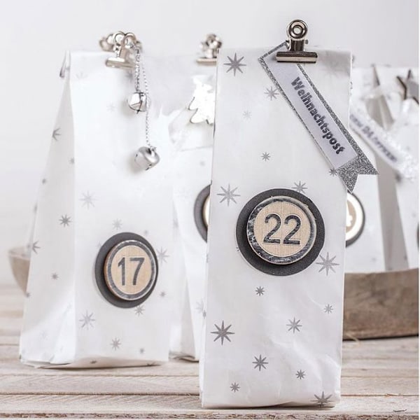 24 klisternummer i MDF trä Adventskalender Ø 3,5 cm - Silver Silver