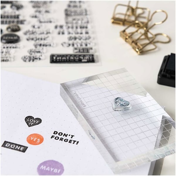 Akrylblock - Rico Design - Papperspoesi - 8x5 cm - Tjocklek 1 cm - Fyrkantig Transparent