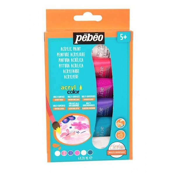 Akryylimaalien tutkimussarja - 6 Girly-väriä - 6 x 20 ml Flerfärgad