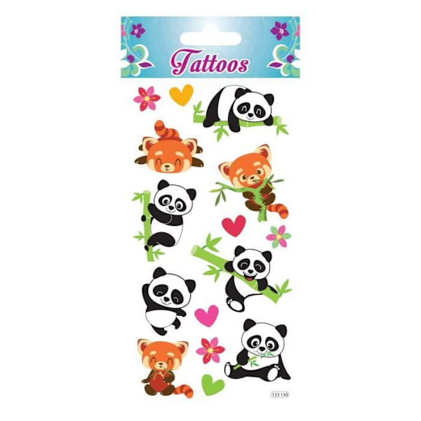 Temporære tatoveringer - Global Gift - Pandaer - Vandresistente - Eksklusivt design - Multiforemåler