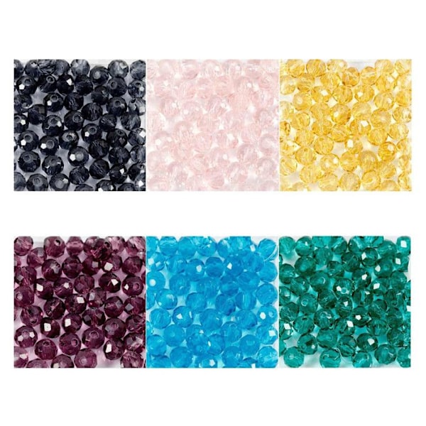 270 runda facetterade plastpärlor Ø 4 mm - Flerfärgad Flerfärgad