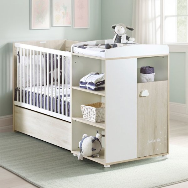 Yhdistetty sänky - 120x60cm - Muunnettavissa 90x190cm - Babyprice Smile - Pyökki Beige