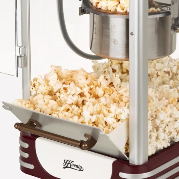 Maskine til popcorn HKOENIG - POP330 - Retro design - Kapacitet 50g - Indvendig varmelampe - 360W