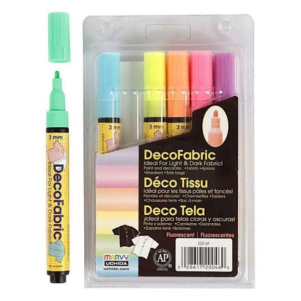 Textilmarkörer - Ej specificerad - ref 25098 - Fluorescerande färger - Tvättbar i 30° - Opak neon
