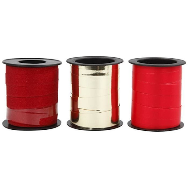 Bolduc sortiment - Röd - Guld - 10 mm x 15 m - 3 st