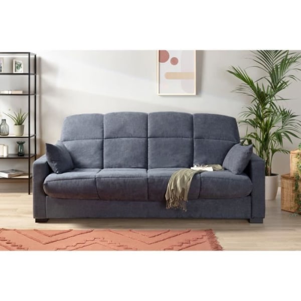 3-personers sovesofa - Grå stof - 17 cm madras - L223 x D96 x H 103 cm - MEGAN Grå