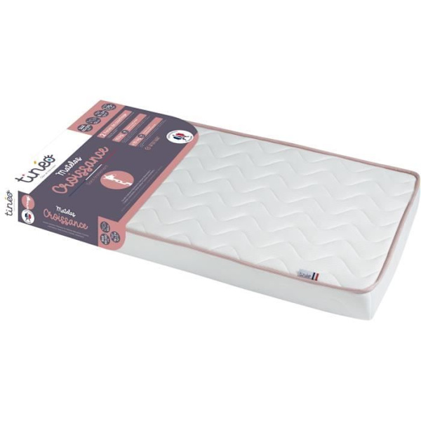 TINEO CROISSANCE patja - Skaalautuva - 2 tukipuolta: Kiinteä ja Pehmeä - 60x120x12 cm Vit