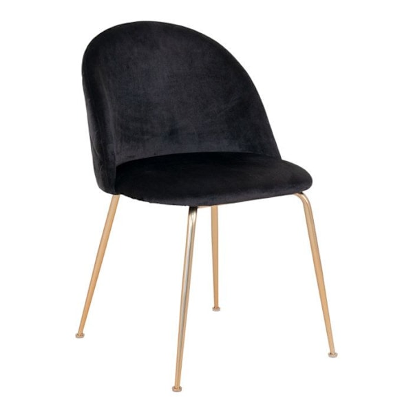 Geneve spisebordsstol i velour, sort, med messinglook. Svart