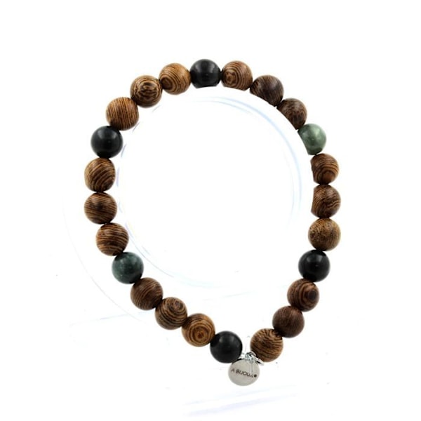 Kivet ja mineraalit. Venäläinen Seraphinite Beads Rannekoru + 8 mm puuta. Tehty Ranskassa. Grön