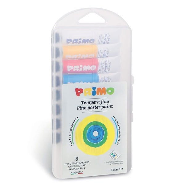 Aluminiumsrør, boks i PP, 8 farver. 12 ml Flerfärgad