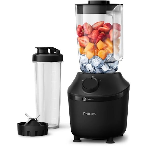 Blender - PHILIPS - Daglig HR2041/41 - 4 ProBlend blade – Maksimal kapacitet på 1,9L – 450 W - 1 hastighed - Pulsfunktion - Sort