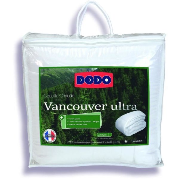 Vancouver Ultra tempererat täcke - 220 x 240 cm - 300gr/m² - Vit - DODO