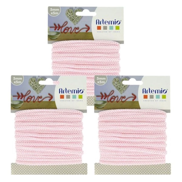 3 strikketråde 5 mm x 5 m - pink Rosa