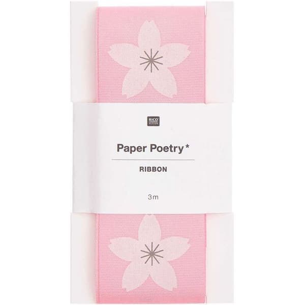 Pink taftbånd - Sakura mønster Ros