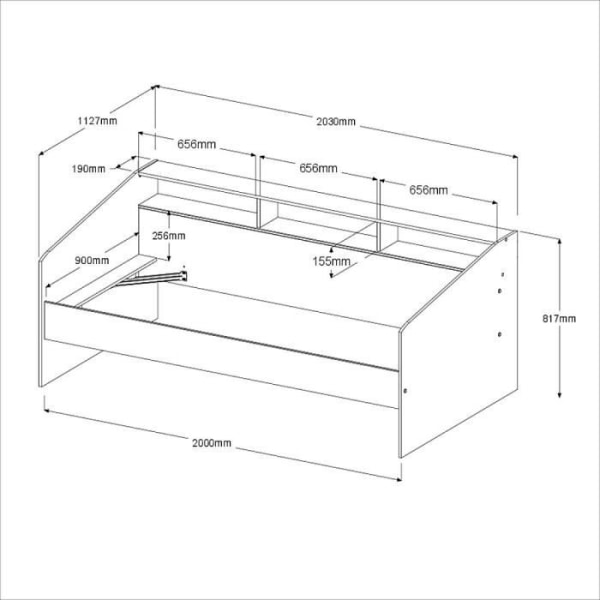 Dagbädd med 2 lådor 90 x 200/190 cm - MDF - Matt ek och vit dekor - JOY - 2339ENSE Ek och vit