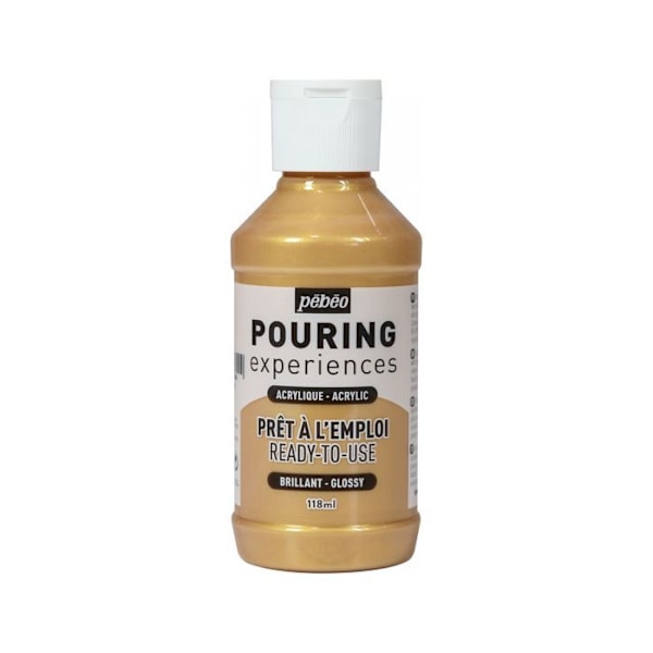 Akrylmaling - Pébéo - Pouring - 118 ml - Metallisk Guld - Mix Metalliskt guld