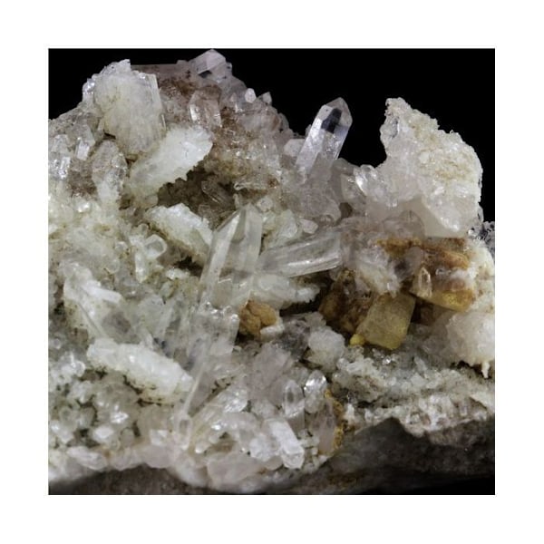 Sten og mineraler. Kvarts + Albit + Calcit. 545,40 øre. Plan-du-Lac, Oisans, Frankrig.