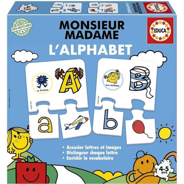 Lärspel - EDUCA - Monsieur Madame - Alfabetet