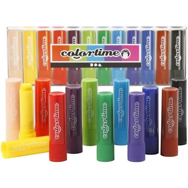 Maxi vahakynät - Colortime - 12 kpl - Pehmeät ja sileät - Erittäin pigmenttiset - Kätevä säilytysrasia