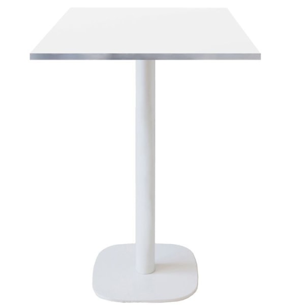 Barbord 60 x 60 cm - Rund model, hvid bund, hvide rustfri stålkanter Vit