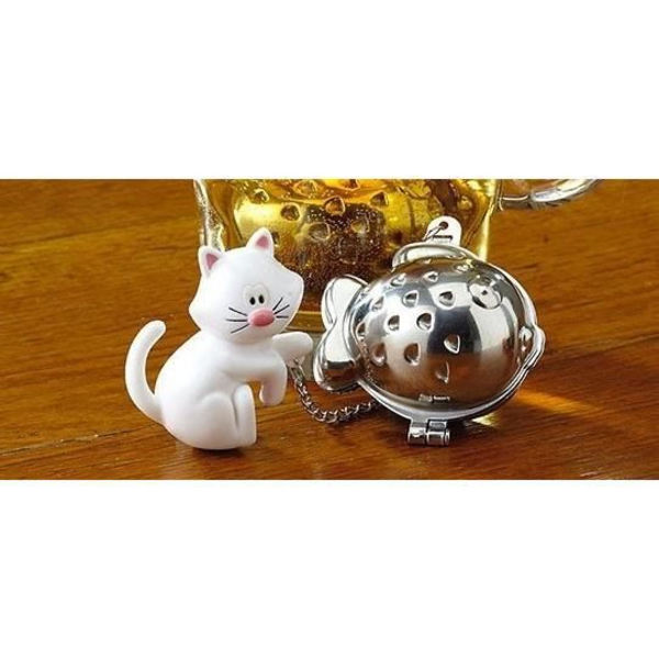 Te-infuser - Kattinfuser - Fiskboll - Rostfritt stål 18/8 - Utan BPA - Rolig och originell Svart, vit, grå