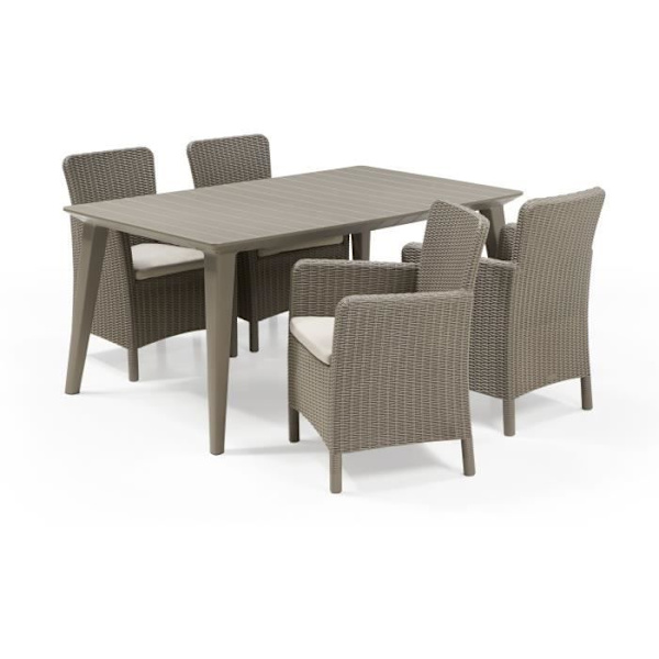 Havebord - rektangulært 160cm - cappuccino - i harpiks - 6 personer - Lima -Allibert fra KETER