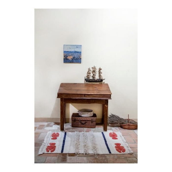 Maskinvaskbart beige tæppe med frynser Mini Lobster XS Lorena Canals - 80x140cm - Beige