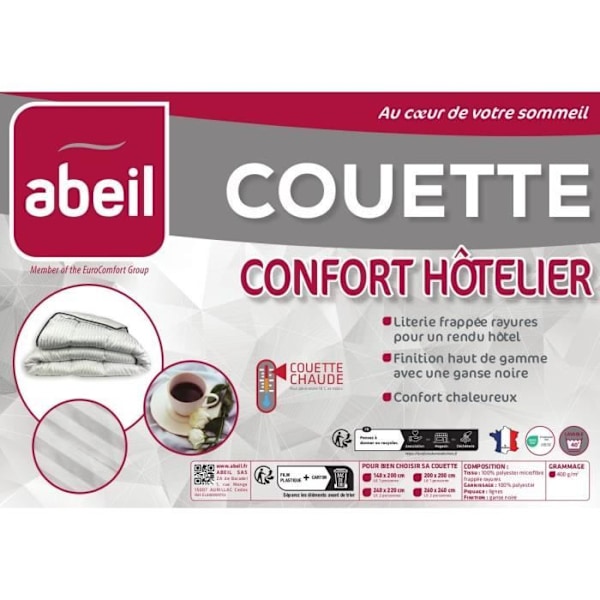 ABEIL Warm Hotel Comfort Peitto 220 x 240 cm Svart