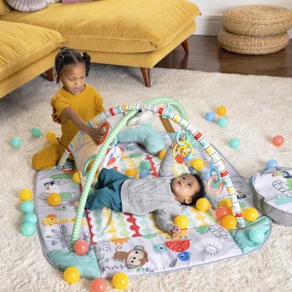 BRIGHT STARTS Tropical World maxi leikkimatto, 5 pelitilaa - 40 palloa - 7 irrotettavaa lelua Flerfärgad