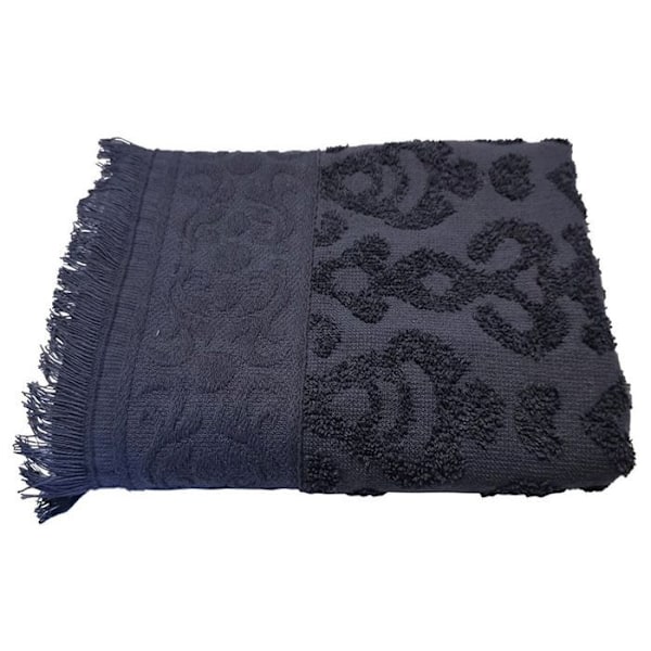 Jacquard-pyyhe hapsuilla 30 x 50 cm - harmaa Grå
