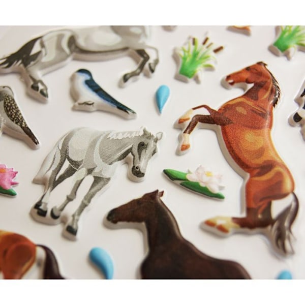 Scen att dekorera för barn - Hästar - Puffies Stickers Flerfärgad